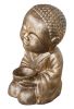 Sitting Monk With Bowl Glossy Black Gold