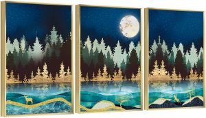 Framed Canvas Wall Art Oil Paintings Impressionism Aesthetic Prints Canvas Paintings for Living Room Bedroom Office Home; 3 Panels 12x16