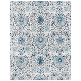 3' x 5' Coastal Blue Grey Damask Indoor Area Rug