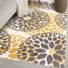 5' x 7' Grey Yellow Floral Woven Stain Resistant Polypropylene Area Rug