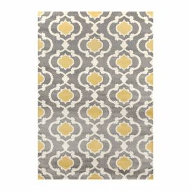 5'3" x 7'3"' Grey Yellow Trellis Geometric Polpropylene Area Rug