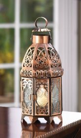 Copper Moroccan Candle Lamp