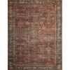 Layla Printed Oriental Distressed Brick / Blue Area Rug