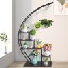 2pcs 5 Layers Semicircle Iron Wood Suitable For Garden Balcony Patio Lawn Home Decoration Plant Stand Flower Pot Stand Iron Flower Stand Black