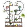 Artisasset 2pcs 6 Layers Half Heart Iron Wood Suitable For Garden Balcony Patio Lawn Home Decoration Flower Plant Stand