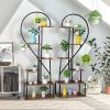 Artisasset 2pcs 6 Layers Half Heart Iron Wood Suitable For Garden Balcony Patio Lawn Home Decoration Flower Plant Stand