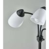 3 Head Adjustable Floor Lamp, Black with White Plastic Shades, Classic, Young Adult