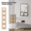 Wall Bathroom Mirror with Shelf Hooks Sturdy Metal Frame for Bedroom Living Room