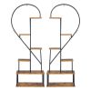 Artisasset 2pcs 6 Layers Half Heart Iron Wood Suitable For Garden Balcony Patio Lawn Home Decoration Flower Plant Stand