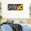 Thankful Grateful Blessed Wall Decor Rustic Wood Sign Vintage Sunflower Framed Artwork Painting for Bedroom Farmhouse Home Decoration 16"X40"