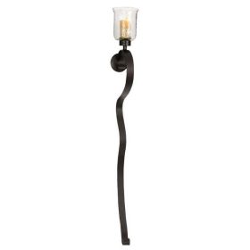 DecMode Black Metal Scroll Handmade Long Pillar Wall Sconce