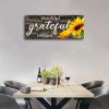 Thankful Grateful Blessed Wall Decor Rustic Wood Sign Vintage Sunflower Framed Artwork Painting for Bedroom Farmhouse Home Decoration 16"X40"