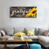 Thankful Grateful Blessed Wall Decor Rustic Wood Sign Vintage Sunflower Framed Artwork Painting for Bedroom Farmhouse Home Decoration 16"X40"