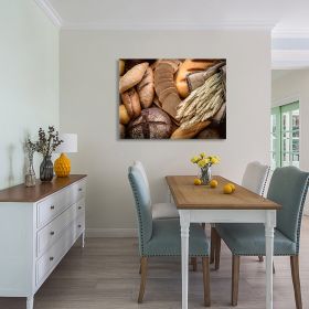 Canvas Wall Art Decor Bread Painting, Still Life Bread Decoration For Restrant, Kitchen, Dining Room, Office Living Room, Bedroom Decor-Ready To Hang