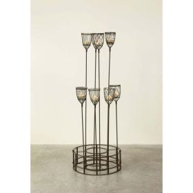 Creative Co-Op Glass Votive Holders in Tall Wire Plant/Yard Stakes (Set of 4 Styles)