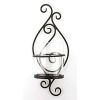 Stonebriar Collection Black Metal Scrolled Pillar Candle Sconce