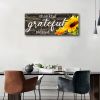 Thankful Grateful Blessed Wall Decor Rustic Wood Sign Vintage Sunflower Framed Artwork Painting for Bedroom Farmhouse Home Decoration 16"X40"