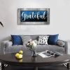 Grateful Signs for Home Decor, Grateful Wall Decor, Blue Family Canvas Print Poster Painting Picture Artwork,Bedroom Dining Room Wall Decor 20"x40"