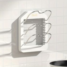 Wall Mounted Pot Lid Rack; Free Punch Pot Cover Holder; Hanging Lid Organizer; Kitchen Accessories