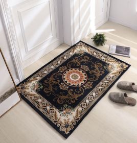 Thickened Absorbent Jacquard Carpet Dornier Woven Living Room Bathroom Rug Kitchen Non-slip Home Entry Floor Door Mat Red Brown (Color: Navy Blue, size: 160CMx230CM)