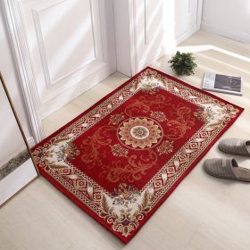 Thickened Absorbent Jacquard Carpet Dornier Woven Living Room Bathroom Rug Kitchen Non-slip Home Entry Floor Door Mat Red Brown (Color: Red, size: 120CMx180CM)