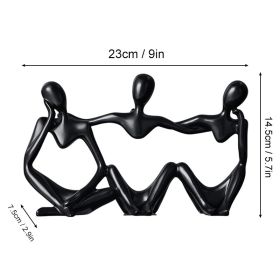 Nordic Art Abstract Thinker Statue Abstract Figure Sculpture Home Crafts Resin Statues Small Ornaments Office Room Desktop Decor (Ships From: CN, Color: C1- Black)