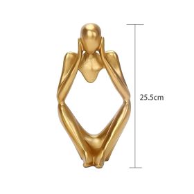 Nordic Abstract Figures Home Decoration Accessories Sculptures Living Room Study Decor Gold Humanoid Resin Embellishment Statues (Ships From: China, Color: thinker C)