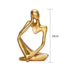 Nordic Abstract Figures Home Decoration Accessories Sculptures Living Room Study Decor Gold Humanoid Resin Embellishment Statues (Ships From: China, Color: thinker A)