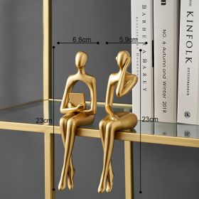 Nordic Abstract Figures Home Decoration Accessories Sculptures Living Room Study Decor Gold Humanoid Resin Embellishment Statues (Ships From: China, Color: seat CD)