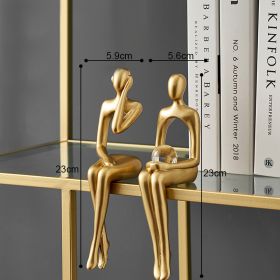 Nordic Abstract Figures Home Decoration Accessories Sculptures Living Room Study Decor Gold Humanoid Resin Embellishment Statues (Ships From: China, Color: seat AD)