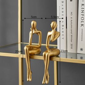 Nordic Abstract Figures Home Decoration Accessories Sculptures Living Room Study Decor Gold Humanoid Resin Embellishment Statues (Ships From: China, Color: seat BD)