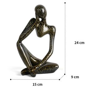 Nordic Art Abstract Thinker Statue Abstract Figure Sculpture Home Crafts Resin Statues Small Ornaments Office Room Desktop Decor (Ships From: CN, Color: B1 - Black - Large)