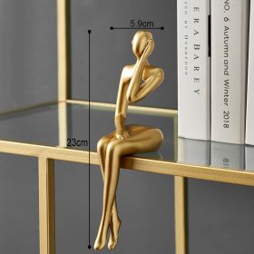 Nordic Abstract Figures Home Decoration Accessories Sculptures Living Room Study Decor Gold Humanoid Resin Embellishment Statues (Ships From: China, Color: seat D)