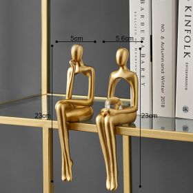 Nordic Abstract Figures Home Decoration Accessories Sculptures Living Room Study Decor Gold Humanoid Resin Embellishment Statues (Ships From: China, Color: seat AB)