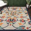 Stylish Classic Pattern Design Floral Damask High-Low Indoor Outdoor Area Rug